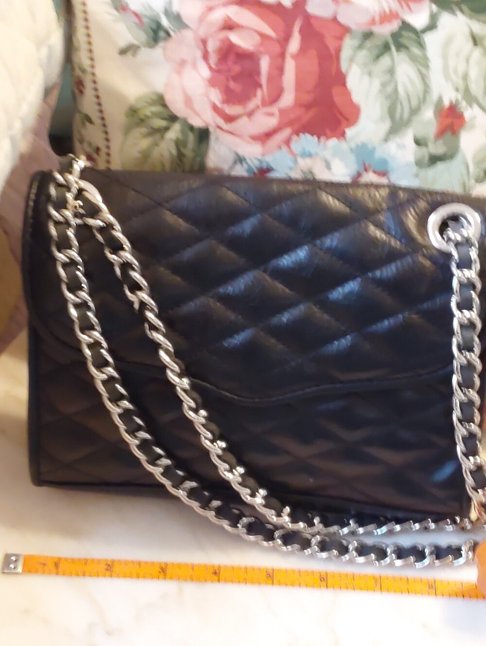 NWOT Rebecca Minkhoff Black Quilted Leather Bag, Shoulder Chain Strap - Picture 7 of 8